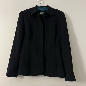 Ann Taylor LOFT Black Lined Blazer Jacket Size 4 Women’s Collared 5 Button
